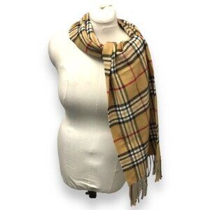 V. Fraas Unisex Lightweight Plaid Scarf  By James Pell, Camel, OSFA